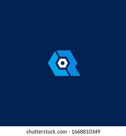 diseño de hexágono de tuerca del logotipo de letra Q geométrica