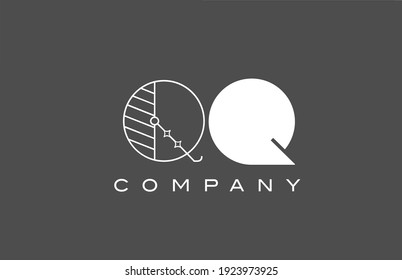 geometric QQ Q grey white alphabet letter logo icon for company. Different style combination design for business and corporate