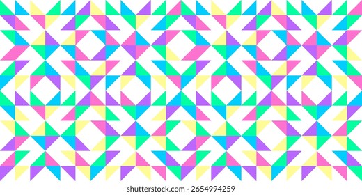 Geometric Quilt inspirado vetor sem emenda padrão, cores retro