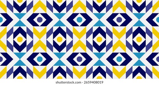 Geometric Quilt inspirado vetor sem emenda padrão, cores retro