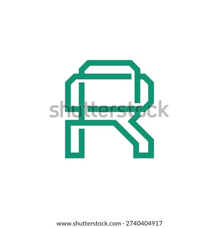 Geometric R monogram, modern and stylized alphabet letter R logo design