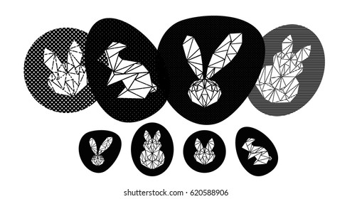 Geometric rabbit / bunny, Easter sticker / stamp - Vector illustration