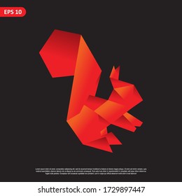 Geometric rabbit design vector set, combined red and little bit orange color in black background. change able color and work well in both dark and light background