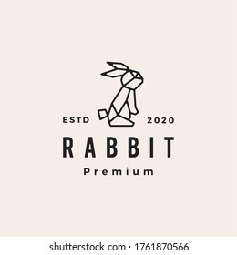 ilustración vectorial del logotipo vintage de hipster de liebre de conejo geométrico