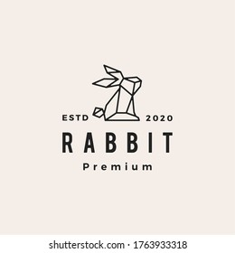 geometric rabbit hare bunny hipster vintage logo vector icon illustration	