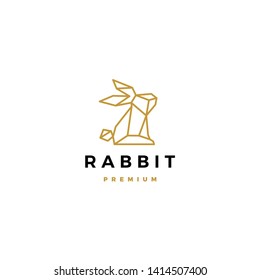 Geometric Rabbit Hare Bunny Logo Vector Icon Origami Illustration