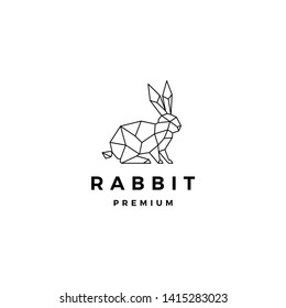 geometric rabbit hare bunny logo vector icon origami illustration