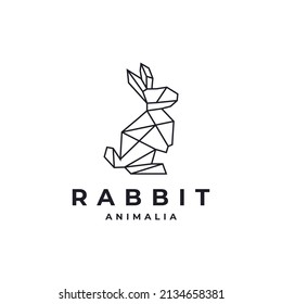 Geometric Rabbit Hare Bunny Logo Hipster Vintage Vector Design Inspiration