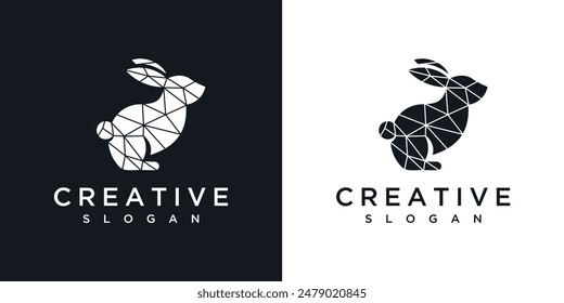 geometric rabbit logo vector icon illustration	