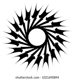 Geometric radial element. Abstract concentric, radial geometric motif