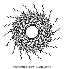 Geometric radial element. Abstract concentric, radial geometric motif