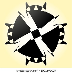 Geometric radial element. Abstract concentric, radial geometric motif
