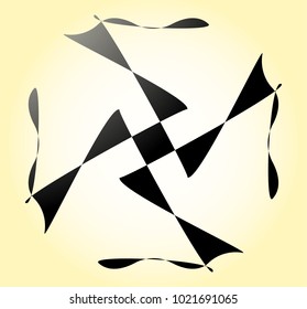 Geometric radial element. Abstract concentric, radial geometric motif