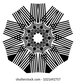 Geometric radial element. Abstract concentric, radial geometric motif