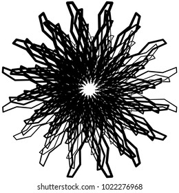Geometric radial element. Abstract concentric, radial geometric motif