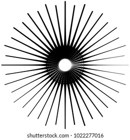 Geometric radial element. Abstract concentric, radial geometric motif