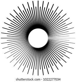 Geometric radial element. Abstract concentric, radial geometric motif