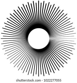 Geometric radial element. Abstract concentric, radial geometric motif