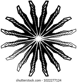 Geometric radial element. Abstract concentric, radial geometric motif