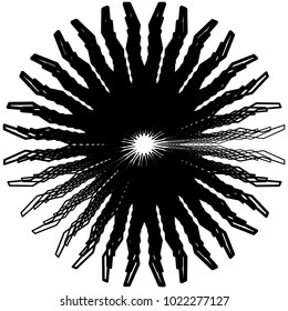 Geometric radial element. Abstract concentric, radial geometric motif