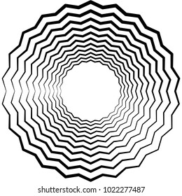 Geometric radial element. Abstract concentric, radial geometric motif