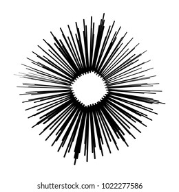 Geometric radial element. Abstract concentric, radial geometric motif