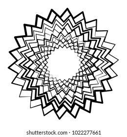 Geometric radial element. Abstract concentric, radial geometric motif