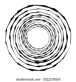 Geometric radial element. Abstract concentric, radial geometric motif