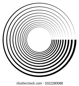 Geometric radial element. Abstract concentric, radial geometric motif