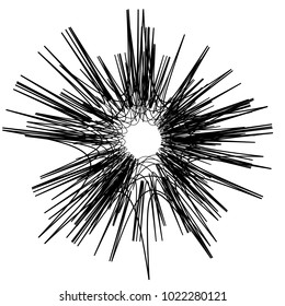 Geometric radial element. Abstract concentric, radial geometric motif