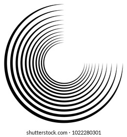 Geometric radial element. Abstract concentric, radial geometric motif