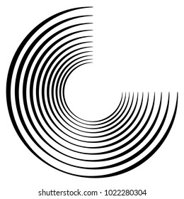 Geometric radial element. Abstract concentric, radial geometric motif