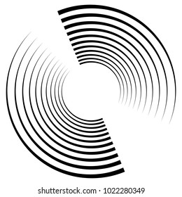 Geometric radial element. Abstract concentric, radial geometric motif