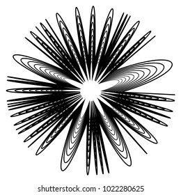 Geometric radial element. Abstract concentric, radial geometric motif