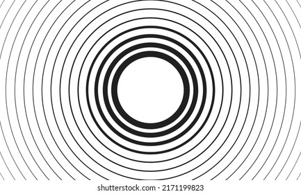 Geometric radial element. Abstract concentric, radial geometric motif Black and white concentric line circle background. Wash and storm concept or simple vector illustration of ripple effect

