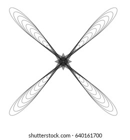 Geometric radial element, abstract motif. Distorted intersecting lines