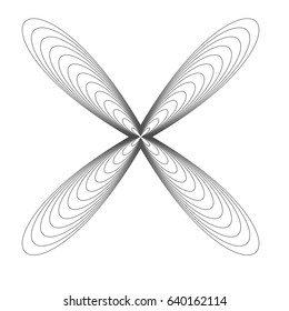 Geometric radial element, abstract motif. Distorted intersecting lines