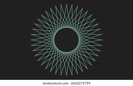Geometric radial pattern, Abstract line art, Spiral vector design, Symmetrical circular shape, Modern minimal background