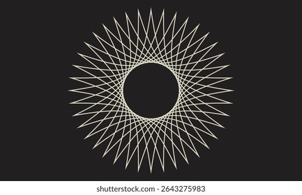 Geometric radial pattern, Abstract line art, Spiral vector design, Symmetrical circular shape, Modern minimal background