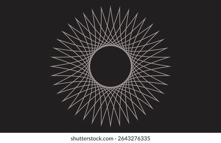 Geometric radial pattern, Abstract line art, Spiral vector design, Symmetrical circular shape, Modern minimal background