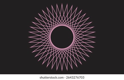 Geometric radial pattern, Abstract line art, Spiral vector design, Symmetrical circular shape, Modern minimal background