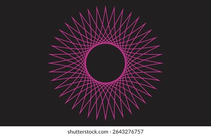 Geometric radial pattern, Abstract line art, Spiral vector design, Symmetrical circular shape, Modern minimal background