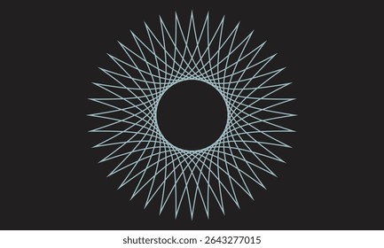 Geometric radial pattern, Abstract line art, Spiral vector design, Symmetrical circular shape, Modern minimal background