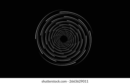 Padrão radial geométrico, Arte de linha abstrata, Projeto de vetor espiral, Forma circular simétrica, Fundo mínimo moderno