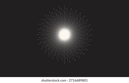 Patrón radial geométrico, arte de línea Abstractas, diseño de Vector espiral, forma circular simétrica, fondo mínimo moderno