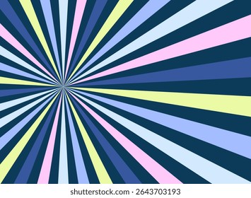 Geometric radial rays and bold, trendy sunburst background with neon blue and vibrant colors. Dynamic, eye-catching swirling lines, perfect flyers with a futuristic vibe.