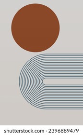 Geometric Rainbow Arches Background. Mid Century Modern Rainbow Background Illustration