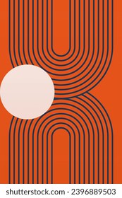 Fondo geométrico del arco iris. Ilustración de fondo del arco iris moderno de mediados de siglo