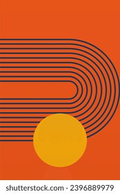 Fondo geométrico del arco iris. Ilustración de fondo del arco iris moderno de mediados de siglo