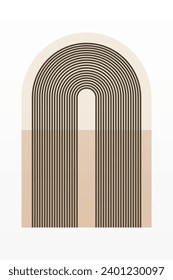 Geometric Rainbow Arches Background. Mid Century Modern Rainbow Background Illustration